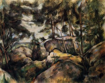  rock Oil Painting - Rocks at Fountainebleau Paul Cezanne